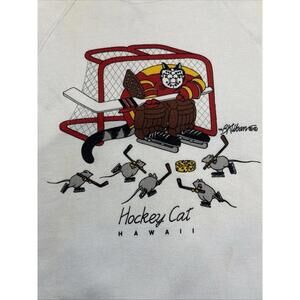 Vintage Crazy Shirts Hawaii B Kliban Sweatshirt LARGE “Hockey Cat Hawaii” Mice